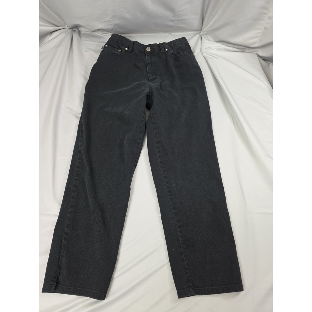 Lauren Jeans Co. Ralph Lauren Women's Waist:26.5 Size 8 Black Denim Jeans Flawed